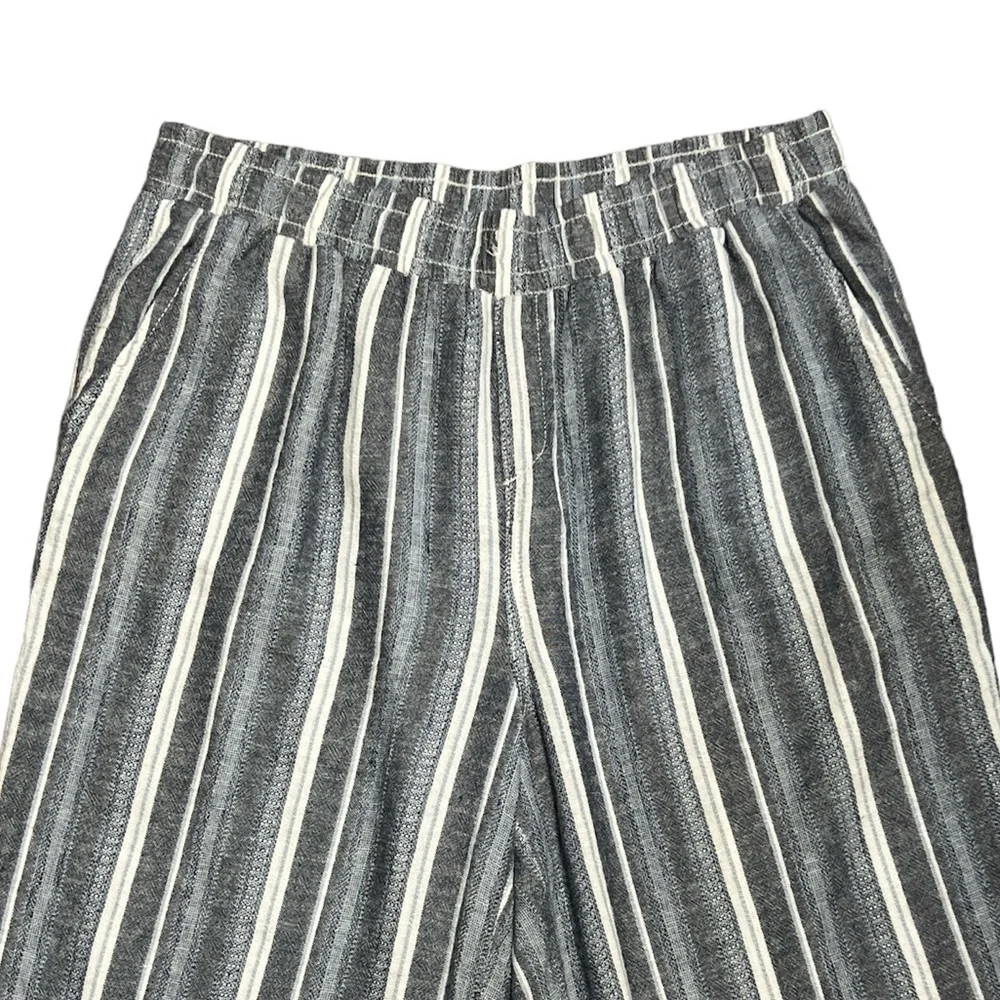 Briggs Linen Blend Striped Boho Wide Leg Crop Pants‎ Sz. L